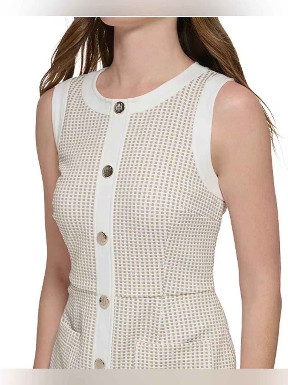Tommy Hilfiger Women’s Faux-Button Front Sheath Dress (0198) - Picture 3 of 8